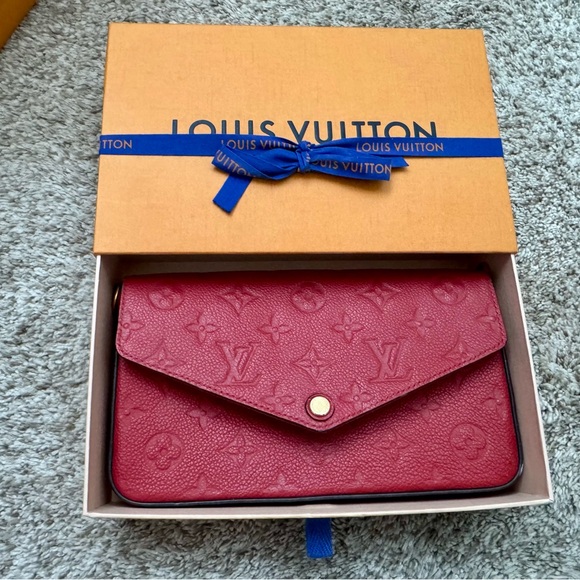 Louis Vuitton Felicie Pochette Monogram Empreinte Leather Scarlet Red w/receipt - Picture 1 of 10
